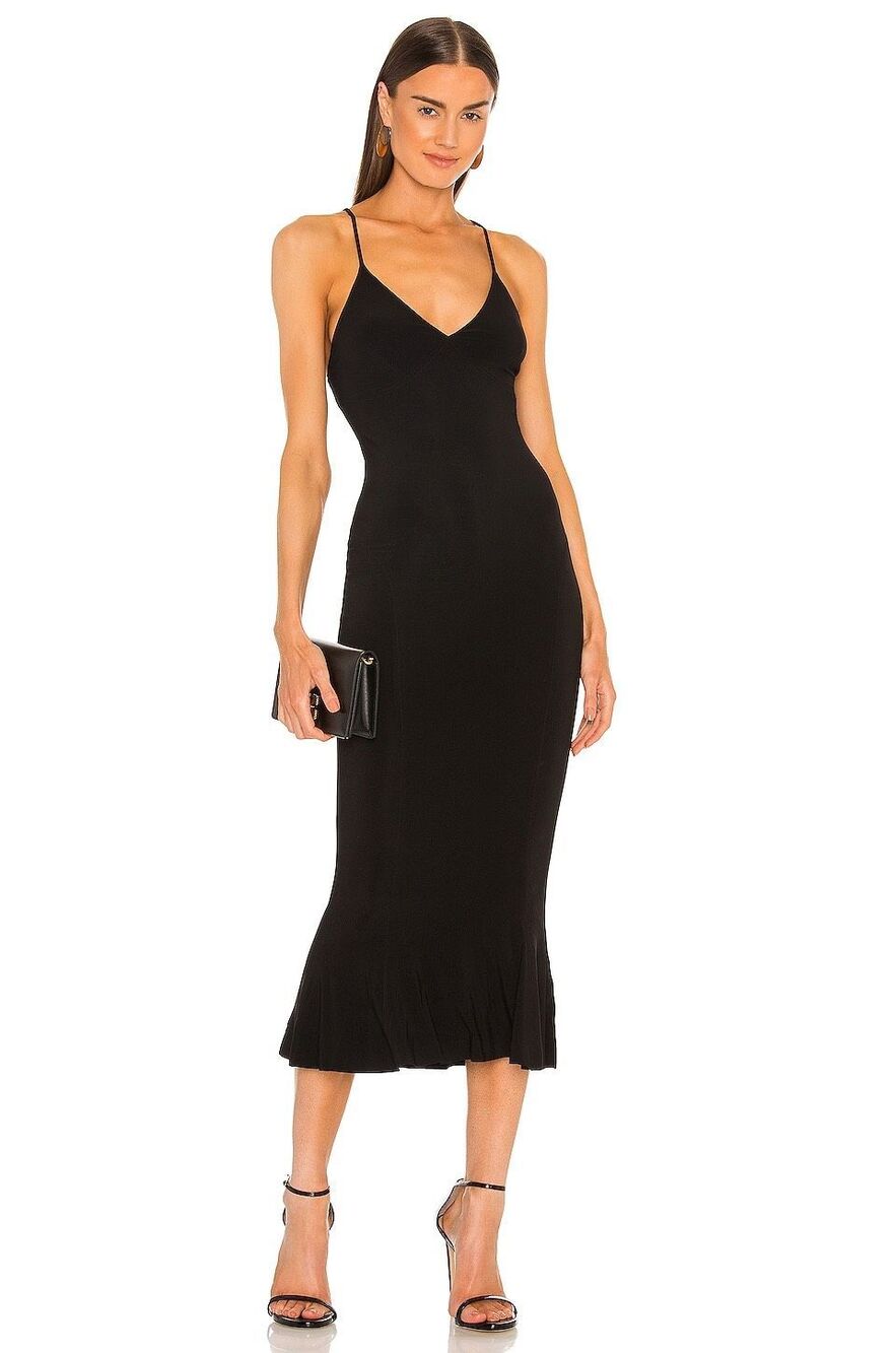 Norma Kamali x REVOLVE Slip Fishtail Dress in Black Size Large $295